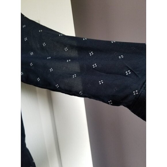 ALFRED  SUNG  Sheer Sleeves Small dot patterned pleated top waist tie dress XS - Picture 5 of 10